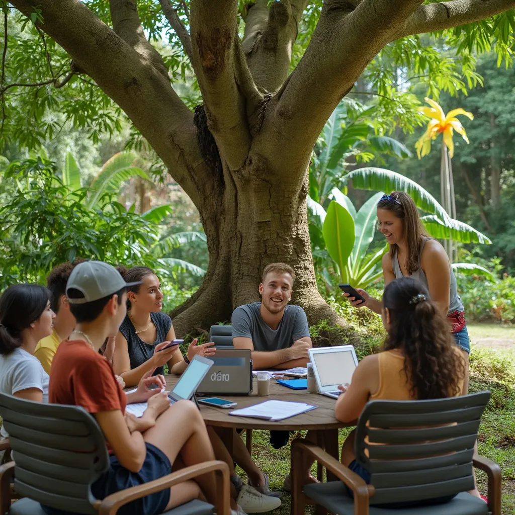 Clase de español al aire libre