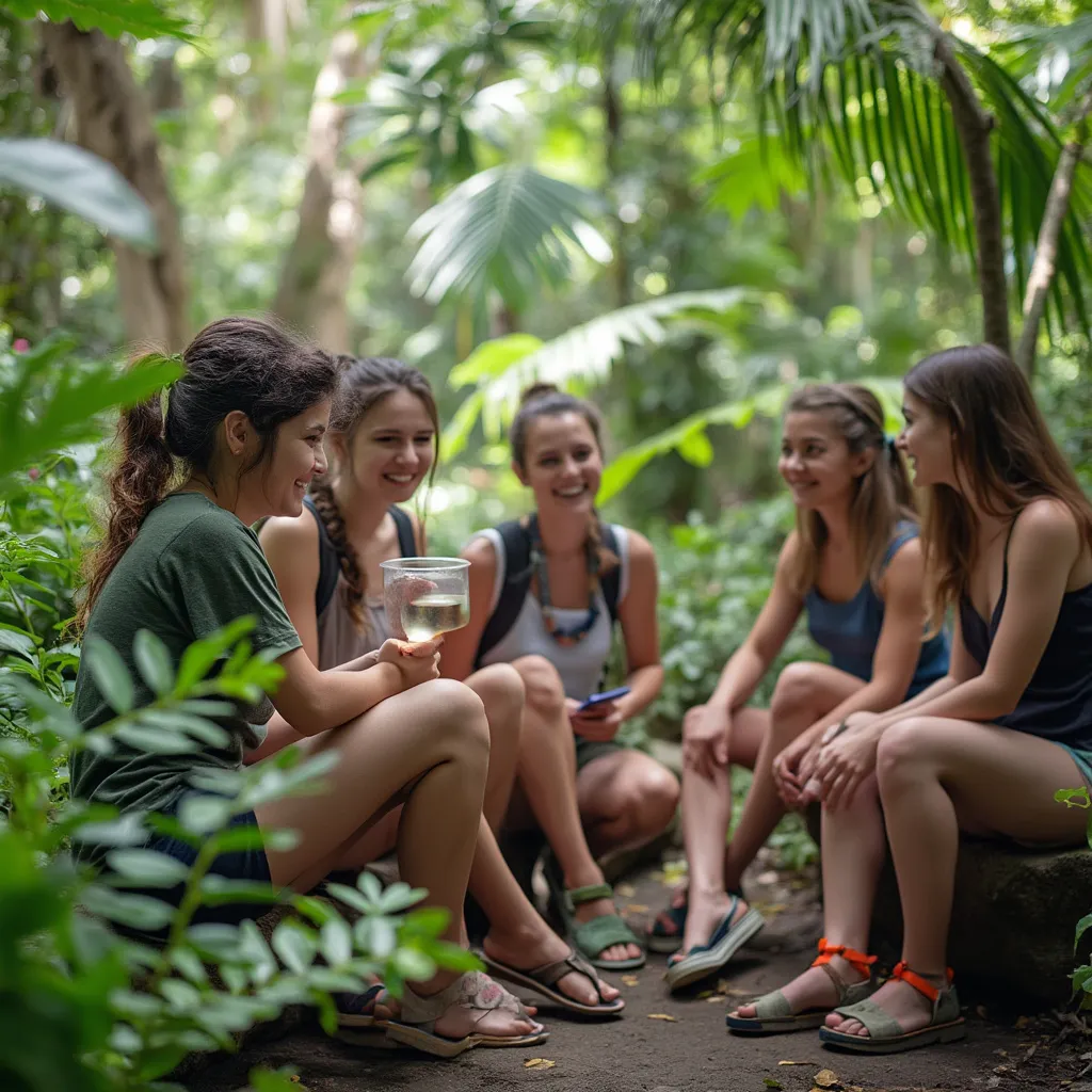 Estudiantes aprendiendo en entorno natural